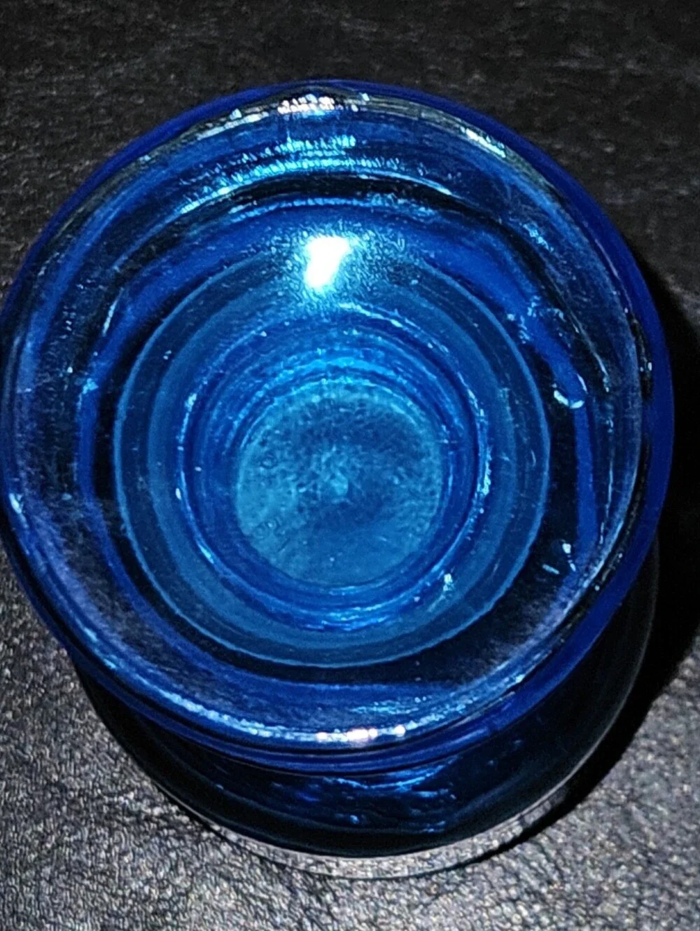 Vtg Belguim Glass Jar w/lid  Beautiful Blue w Gold Trim